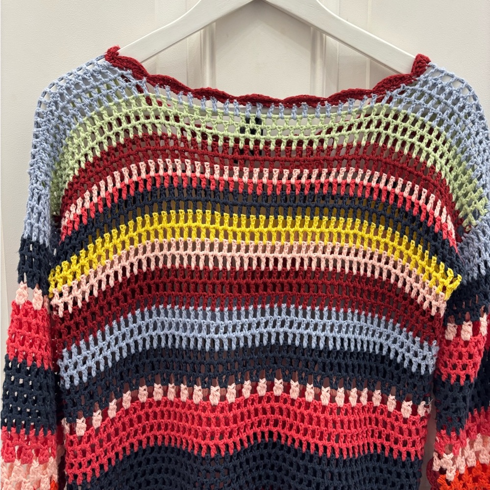 Desigual Striped Colorful Crocheted Sweater M - Picture 9 of 12